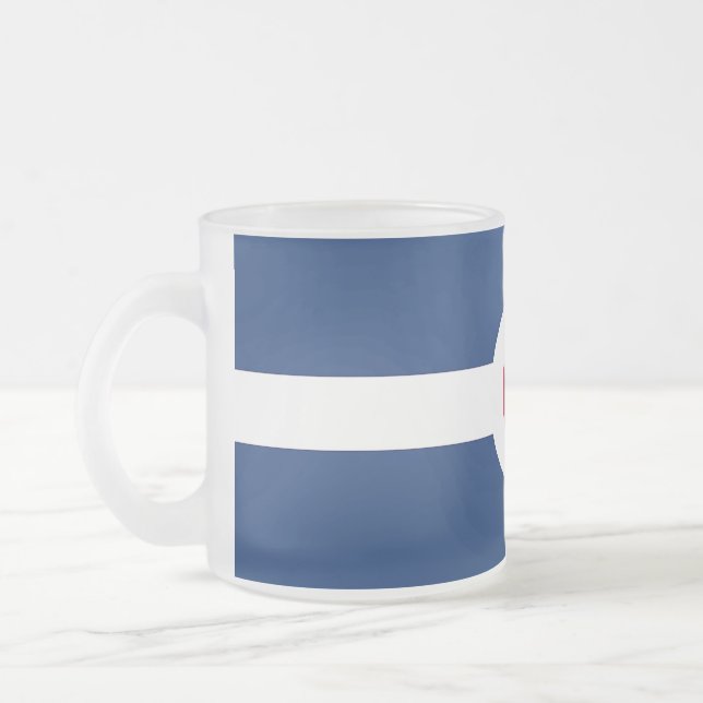 Mattierte kleine Tasse aus Glas mit Indianapolis-F (Links)