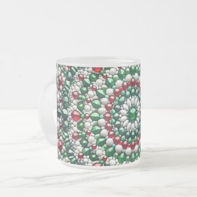 Mattierte kleine Tasse aus Glas mit italienischen  (Vorderseite Links)
