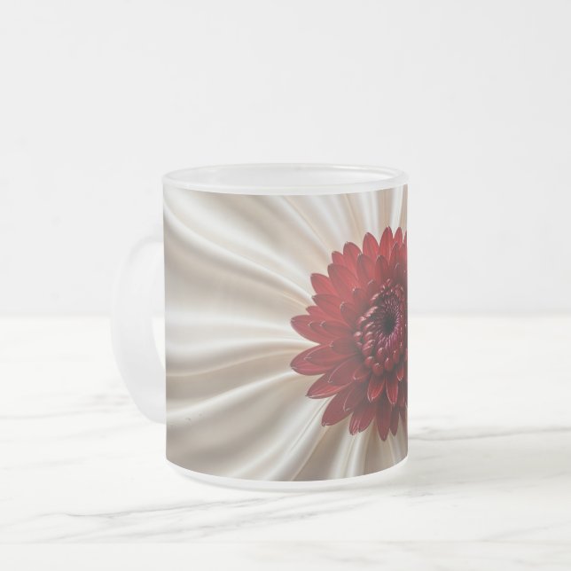Mattierte kleine Tasse aus Glas mit japanischer Fa (Vorderseite Links)