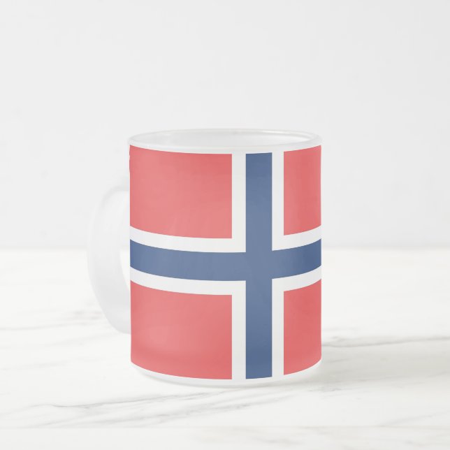 Mattierte kleine Tasse aus Glas mit norwegischer F (Vorderseite Links)