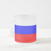 Mattierte kleine Tasse aus Glas mit russischer Fla