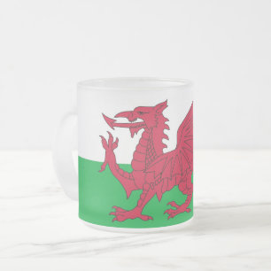 Mattierte kleine Tasse aus Glas mit Wales, UK