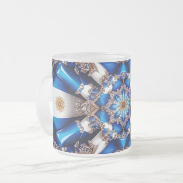 Mattierte kleine Tasse mit argentinischen Farben (Vorderseite Links)