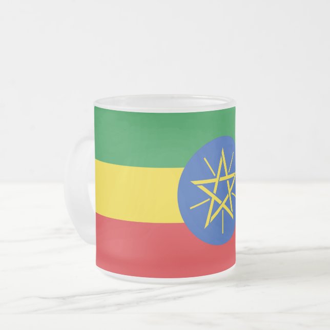 Mattierte kleine Tasse mit äthiopischer Flagge (Vorderseite Links)