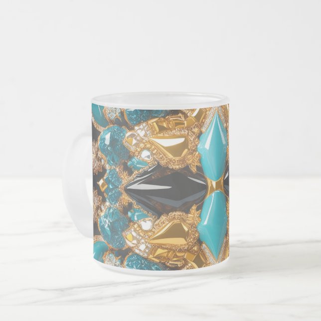 Mattierte kleine Tasse mit Bahamas-Farben (Vorderseite Links)