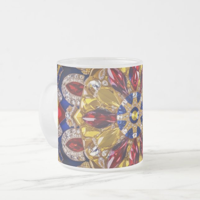 Mattierte kleine Tasse mit kolumbianischen Farben (Vorderseite Links)