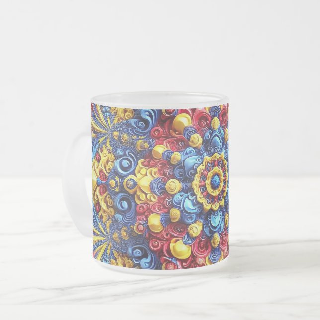 Mattierte kleine Tasse mit rumänischen Farben (Vorderseite Links)