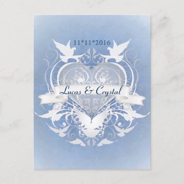 Mattierte Mairy Tale Blue Save the Date Postkarte (Vorderseite)
