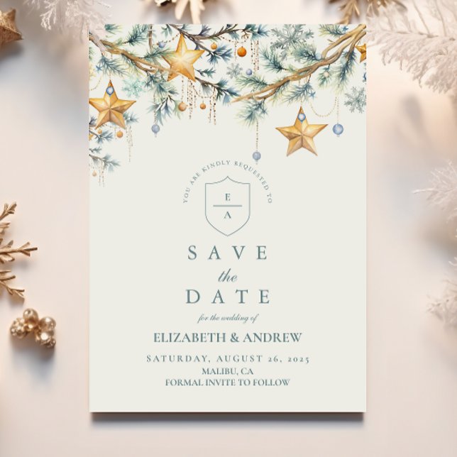 Mattierte Pine Star Garland Hochzeit Save The Date (Von Creator hochgeladen)