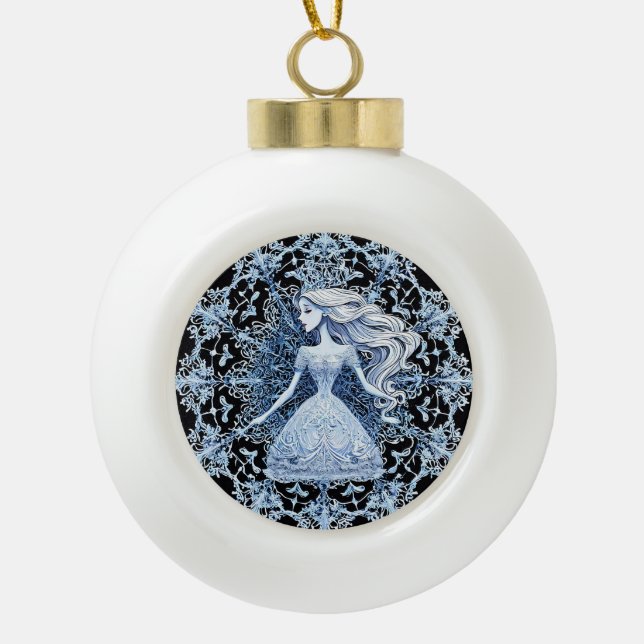 Mattierte Prinzessin umgeben von faszinierender Sc Keramik Kugel-Ornament (Vorderseite)