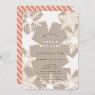 Mattierte Schneeflocken Brown Cookie Exchange Part Einladung