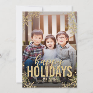 Mattierte Snowflakes Holiday Foto Card Gold Feiertagskarte