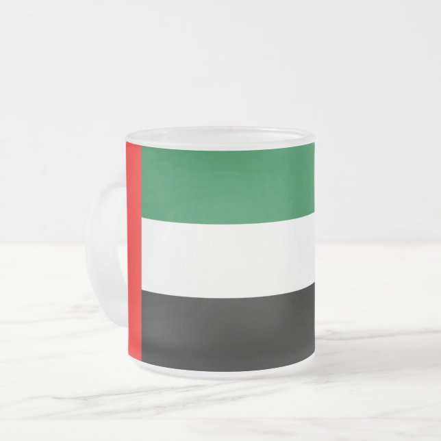 Mattierte Tasse aus Glas - Flagge der VAE (Vorderseite Links)