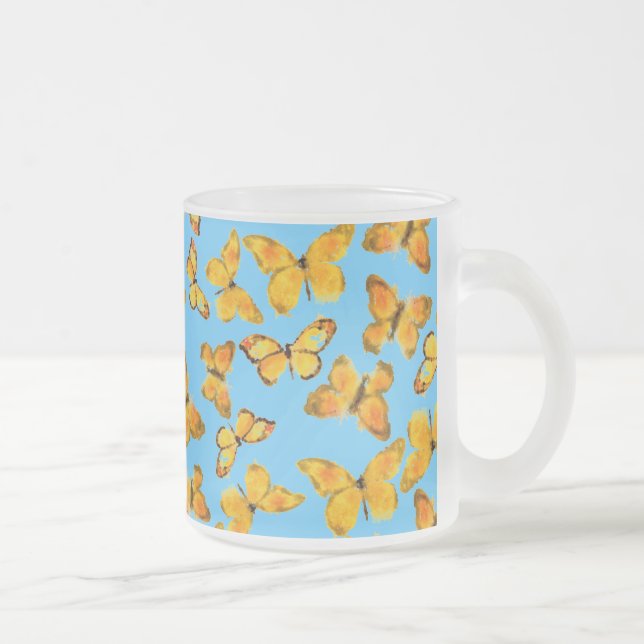 Mattierte Tasse aus Glas, Goldene Schmetterlinge a (Rechts)