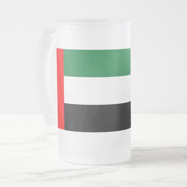 Mattierte Tasse aus Glas mit der Flagge der VAE (Vorderseite Links)