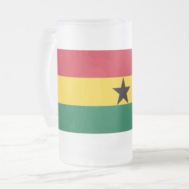 Mattierte Tasse aus Glas mit der Flagge Ghanas (Vorderseite Links)