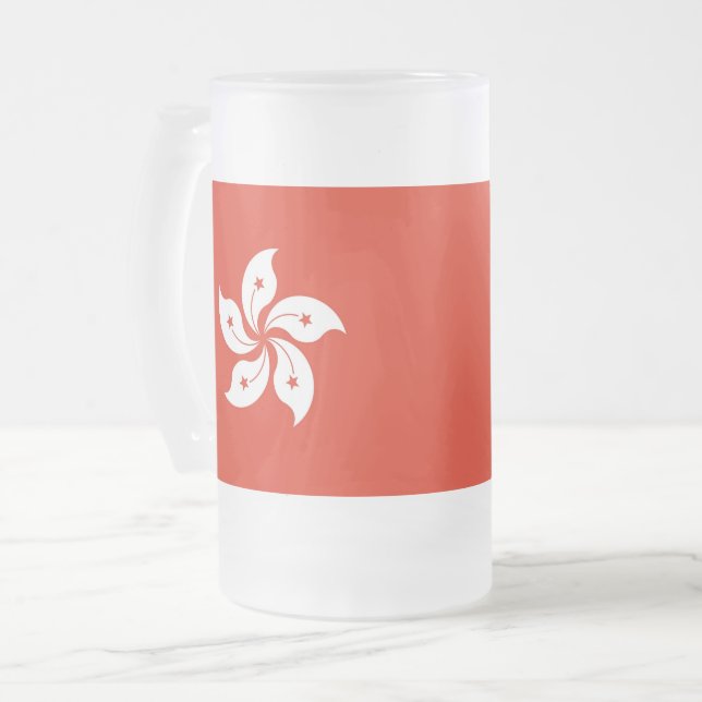 Mattierte Tasse aus Glas mit der Flagge Hongkongs (Vorderseite Links)