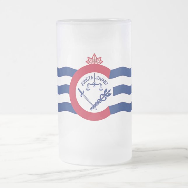 Mattierte Tasse aus Glas mit der Flagge von Cincin (Mittel)