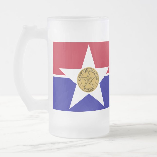Mattierte Tasse aus Glas mit der Flagge von Dallas (Links)
