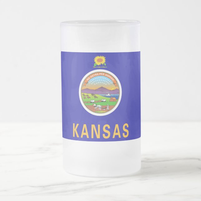 Mattierte Tasse aus Glas mit der Flagge von Kansas (Mittel)