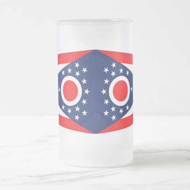 Mattierte Tasse aus Glas mit der Flagge von Ohio,  (Mittel)