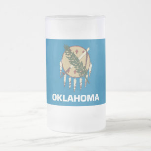 Mattierte Tasse aus Glas mit der Flagge von Oklaho