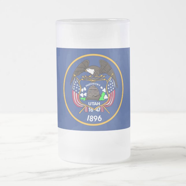 Mattierte Tasse aus Glas mit der Flagge von Utah,  (Mittel)
