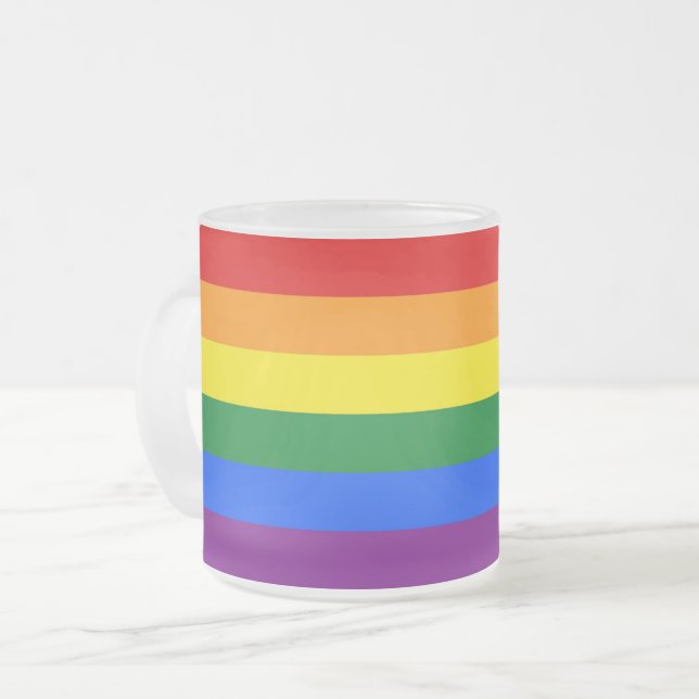 Mattierte Tasse aus Glas mit der Pride-Flagge für  (Vorderseite Links)