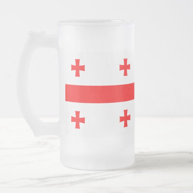 Mattierte Tasse aus Glas mit georgischer Flagge (Links)