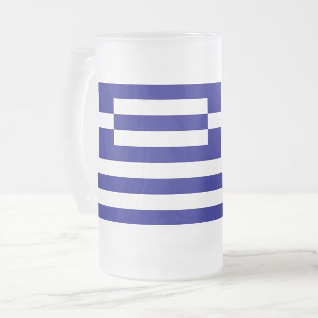Mattierte Tasse aus Glas mit griechischer Flagge (Vorderseite Links)