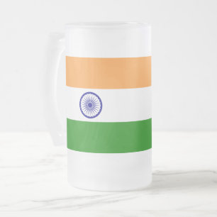 Mattierte Tasse aus Glas mit indischer Flagge