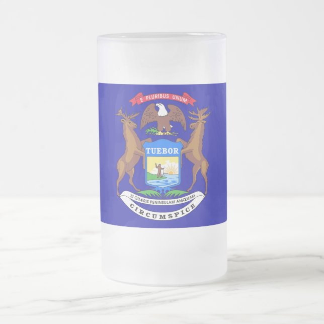 Mattierte Tasse aus Glas mit Michigan-Flagge (Mittel)