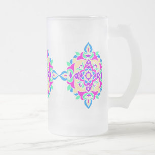 Mattierte Tasse aus Glas mit Rangoli-Muster