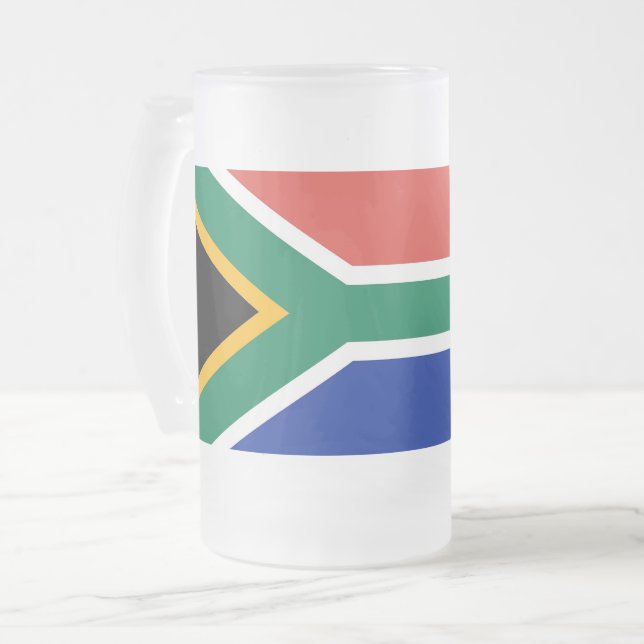Mattierte Tasse aus Glas mit südafrikanischer Flag (Vorderseite Links)