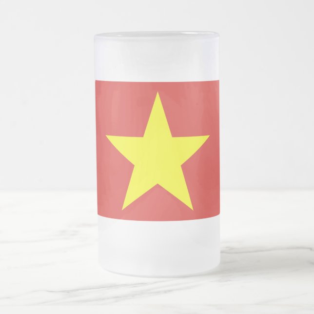 Mattierte Tasse aus Glas mit vietnamesischen Flagg (Mittel)