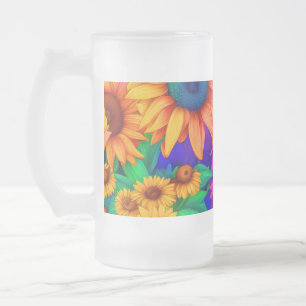 Mattierte Tasse aus Glas - Sonnenblume Abstrakt #1
