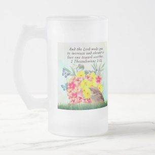 Mattierte Tasse mit Bibelversen und Naturkunstwerk
