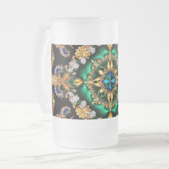 Mattierte Tasse mit brasilianischem Farbdesign (Vorderseite Links)