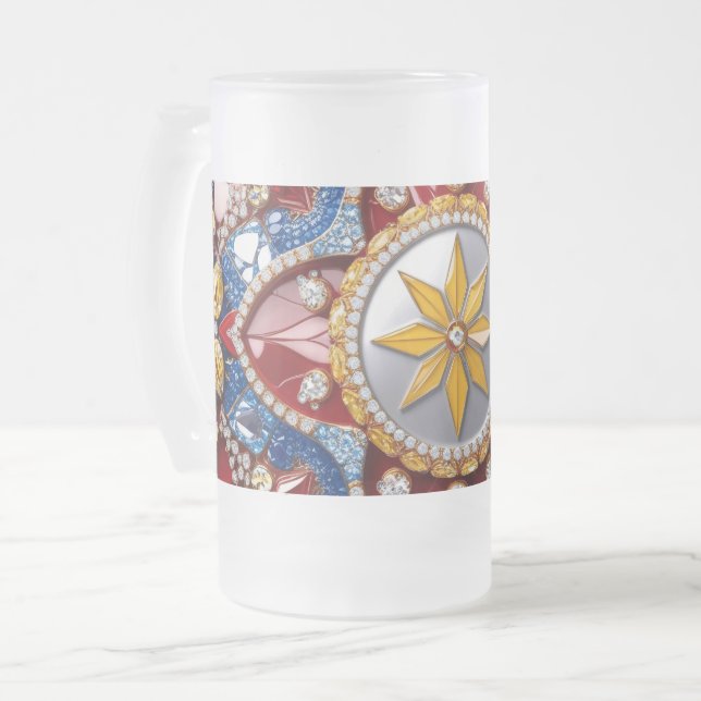 Mattierte Tasse mit kolumbianischer Farbgestaltung (Vorderseite Links)