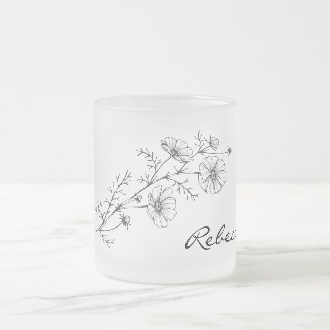 Mattierte Tasse Name Floral personalisieren (Mittel)