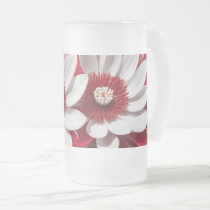 Mattierte Tasse Red White Floral AI Art Design