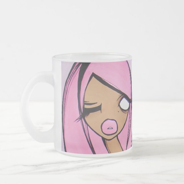 Mattierte Tasse "rosa Freitags" (Links)