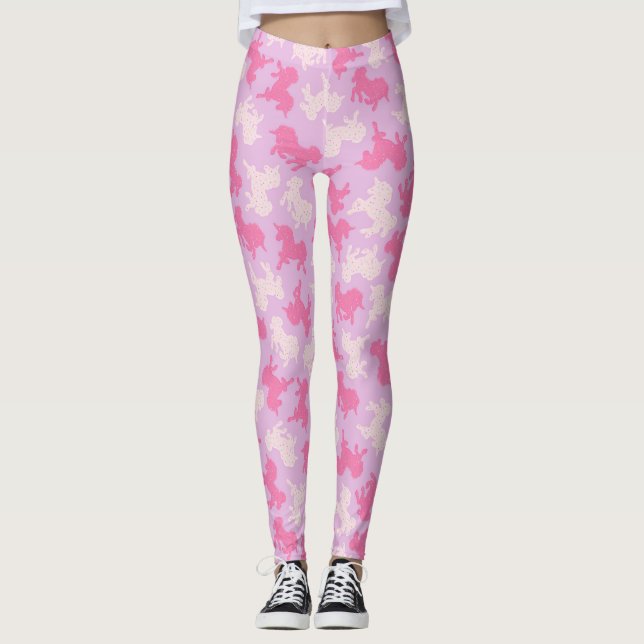 Mattierte Unicorn-Plätzchen auf lila Leggings (Vorderseite)