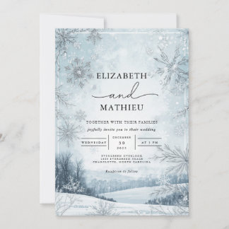 Mattierte Winterlandschaft Hochzeit Einladung