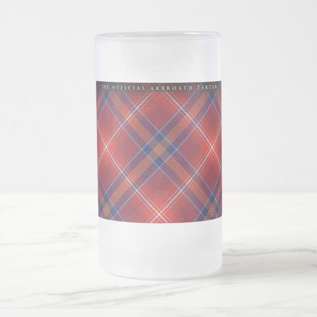 Mattierter Stein - roter Lichtie Tartan - Mattglas Bierglas (Mittel)