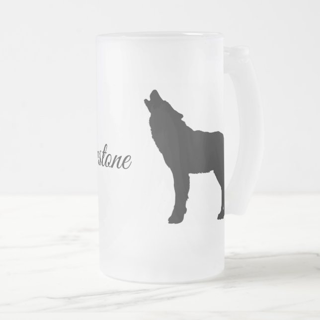 Mattierter Tasse-Yellowstone Wolf Mattglas Bierglas (VorderseiteRechts)
