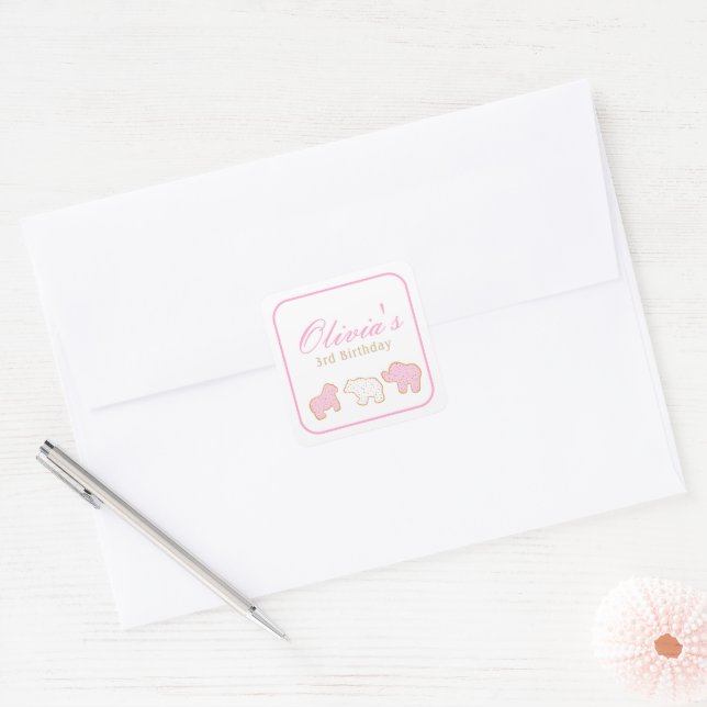 Mattierter Zirkus Tierkochen Geburtstagsdekor Quadratischer Aufkleber (Umschlag)