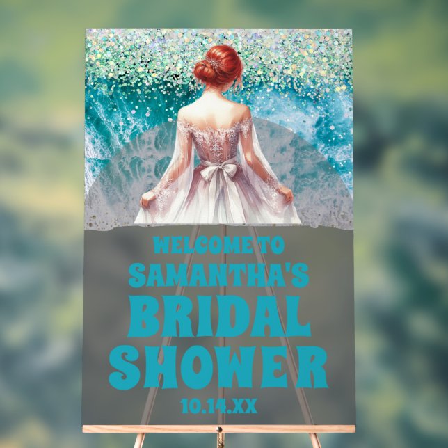 Mattiertes Acrylic Beach Brautparty Begrüßungszeic Acrylschild (Neutral)