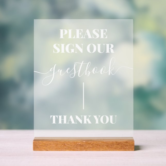 Mattiertes Acrylic White Guestbook Wedding Sign Acrylschild (Neutral)