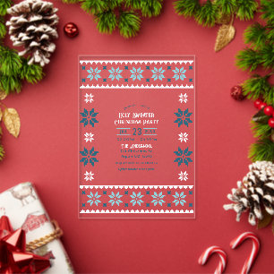 Mattiertes Aqua Ugly Sweater Weihnachtsfest Party Acryleinladungen